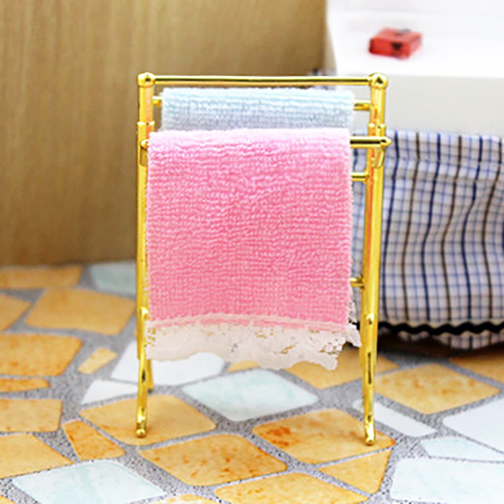 1:12 /1:6 Dollhouse Miniature Scene Model Mini Towel Rack Pretend Play Toy Doll House Accessories brinquedos infantil#35