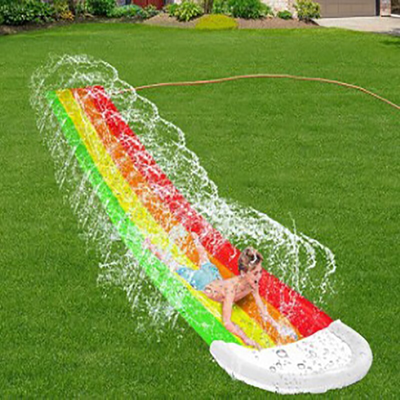 Lawn Water Slides PVC Rainbow Cloud Waterslide wit... – Grandado