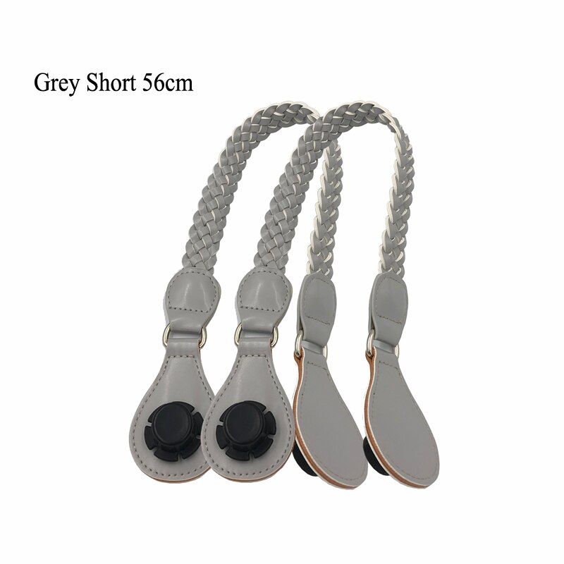 Long Faux Leather Weave Belt shoulder handle straps for Classic Mini O Bag Obag Eva women handbag shoulder bag Accessories: Short Grey