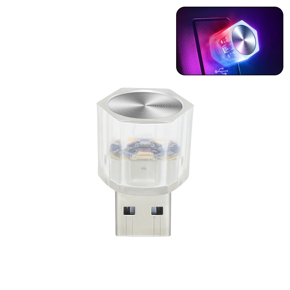 Mini lampe universelle USB Plug and Play pour intérieur de voiture, lumières LED, lampe de lecture automatique, décorations décoratives, escales ambiantes: Violet