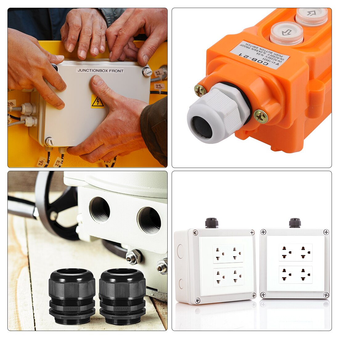 uxcell 5 Pcs PG42 Cable Gland Waterproof Plastic Joint Adjustable Locknut Black for 32mm-38mm Diameter Cable Wire