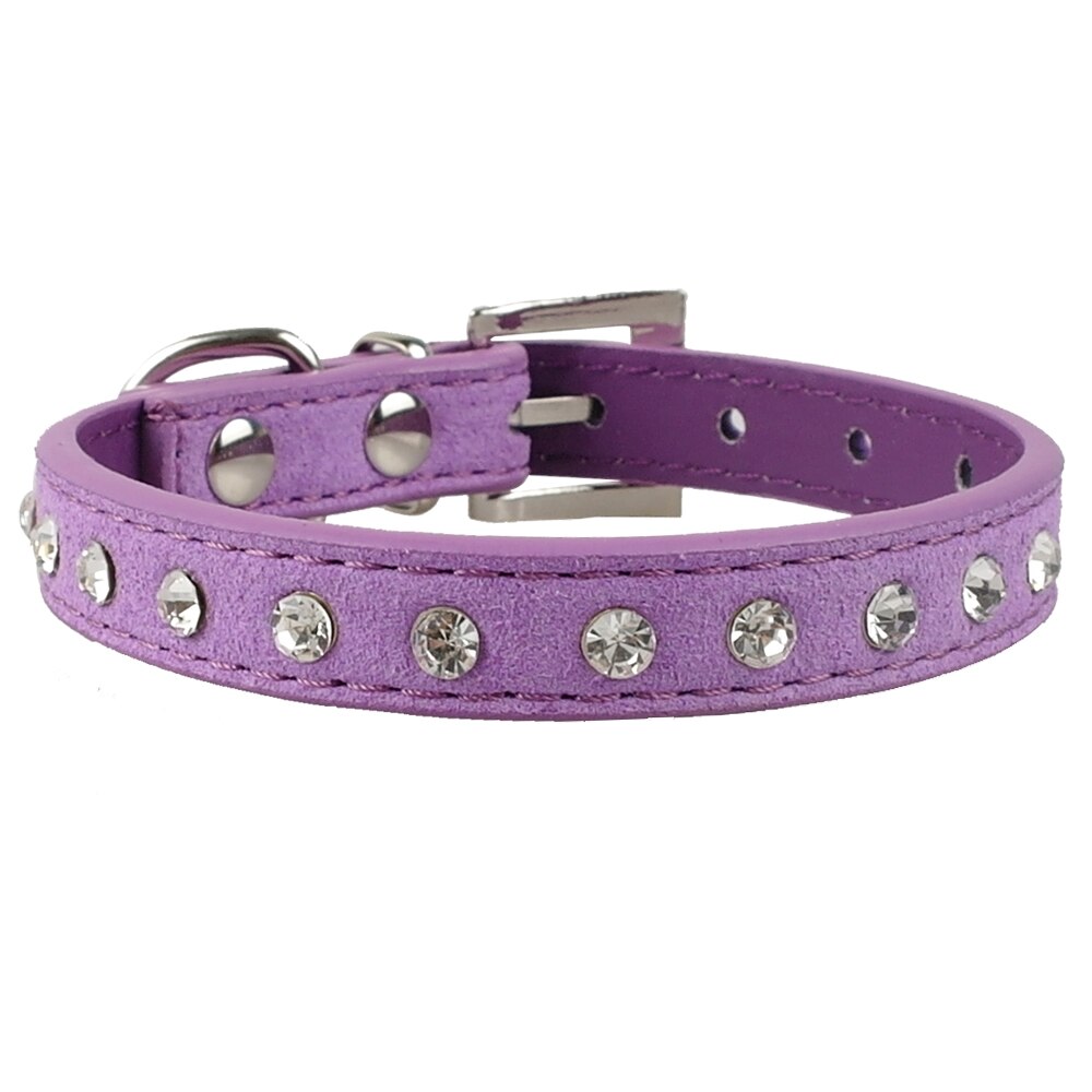 Strass Halsband voor Chihuhua Zachte Suède Kleine Halsbanden Crystal Kat Kraag voor Kleine Hond Puppy Cat 3 maten