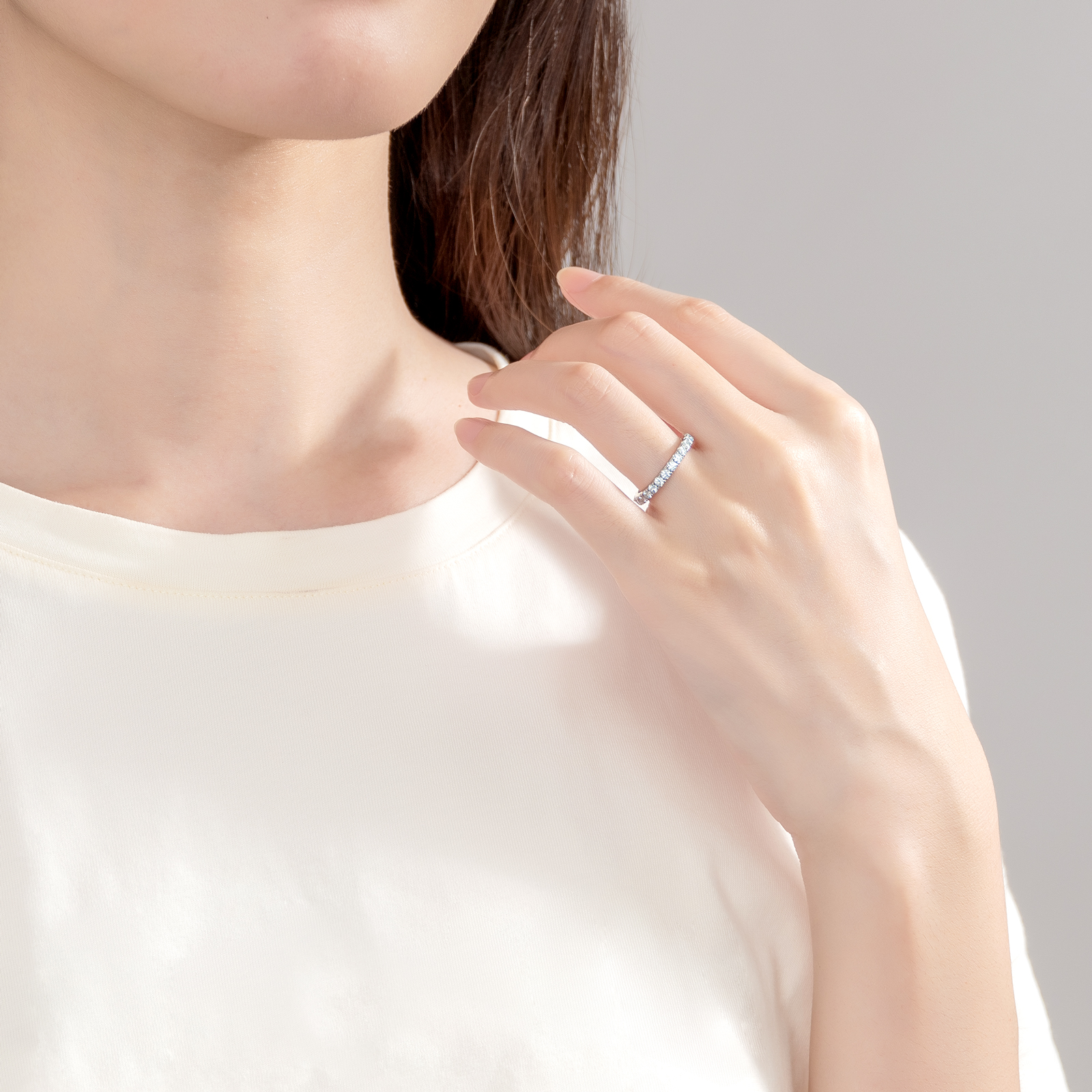 Anziw-Bagues empilables classiques en argent regardé 925 pour femme, bande d'éternité Moissanite D, bague de fiançailles de mariage, bijoux fins, 2mm