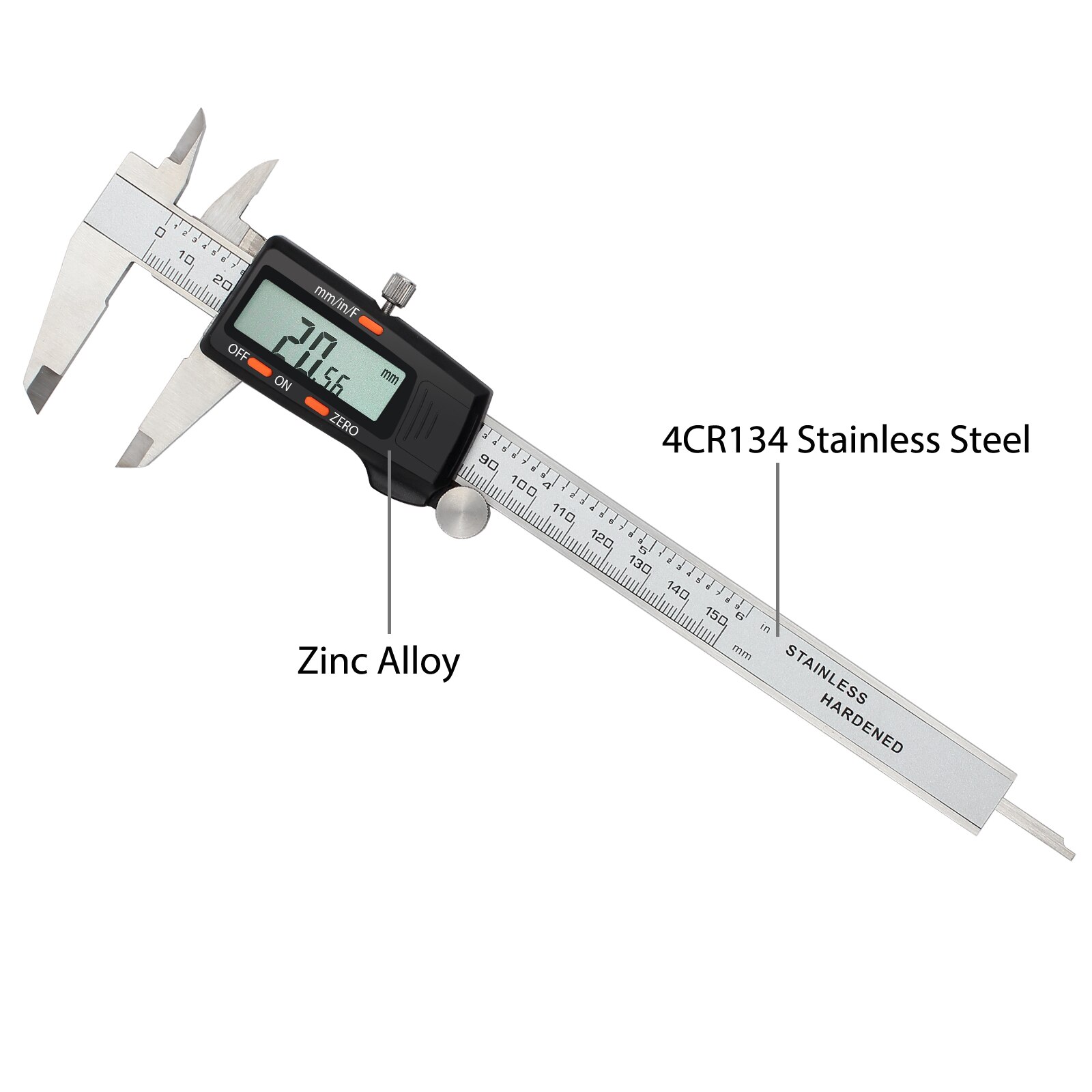 Neoteck Digital Vernier Caliper Feeler Gauge 150mm/6Inch Stainless Steel Electronic Caliper Fractions/Inch/Metric Measuring Tool