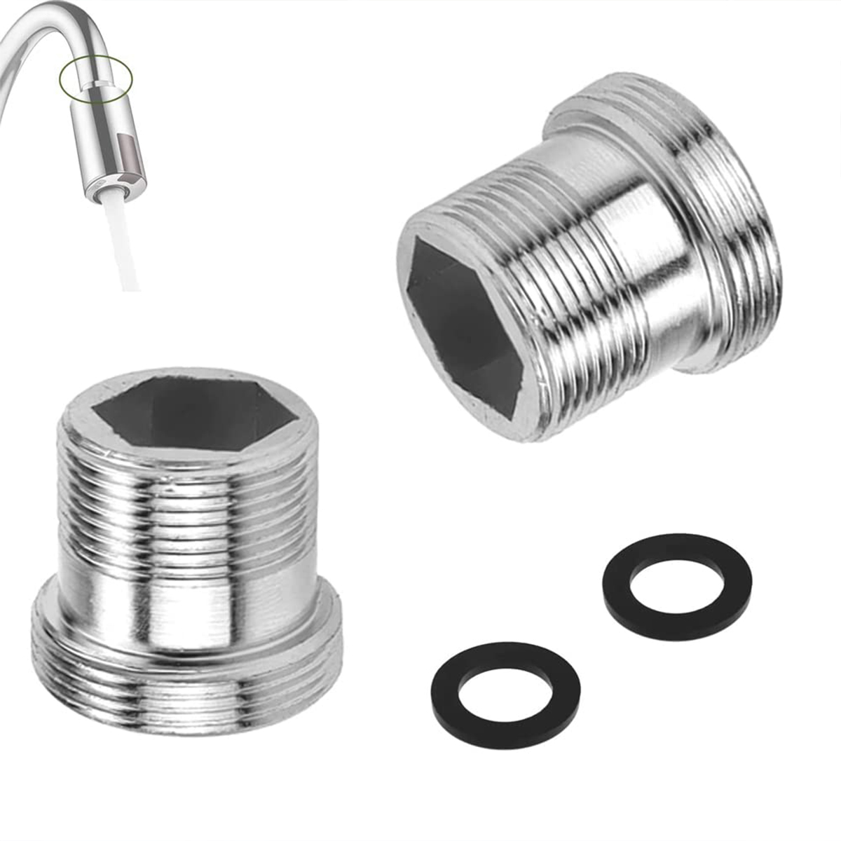 Verlängertes M22 Wechsel auf 16 18 20 22 24 mm männlich X männlich Wasserhahn-Adapter Küche Badezimmer Messing Wasserbandverbindung Kupfer