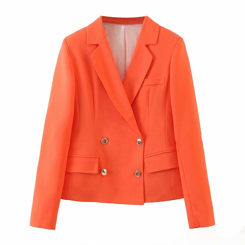 Efterår vintage 2- delt sæt kvinder blazere smarte dobbeltradet blazer jakke frakke+ bukser jakkesæt kvinder bukser sæt: Farve 3 kun jakke / M