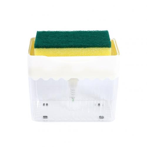 Küche Seife Spülmittel Drücken Spender Schwamm Reinigung Pad Container: Weiß