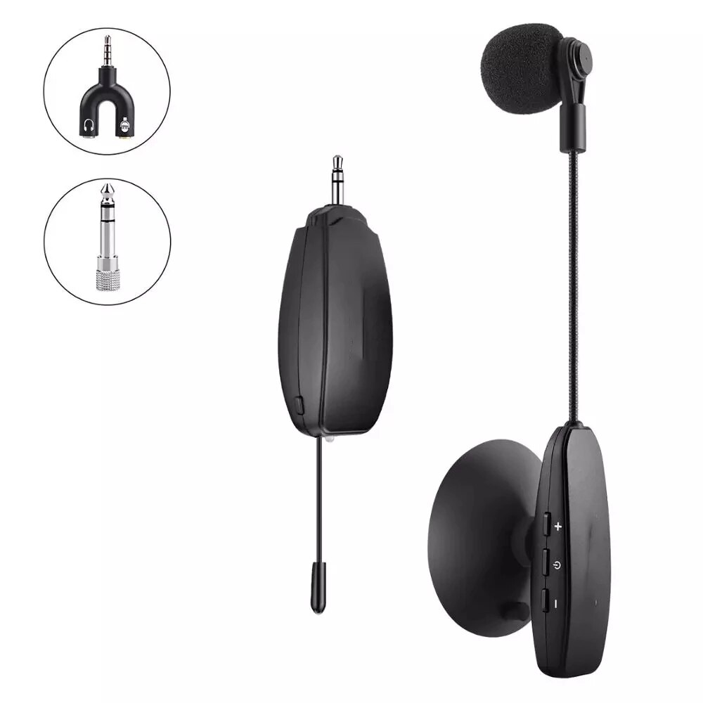 Draadloze Viool Microfoon Zuignap Instrument Mic Condensator Zwanenhals Uhf Draadloze Microfone Voor Viool Fiddle Gitaar Bas