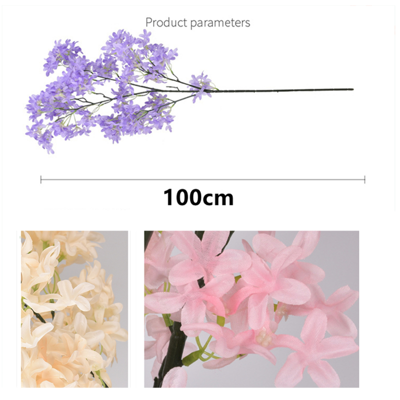 Flor Lila Artificial - Tallo Largo 100cm Flor Seda Flor Cerezo para Decoración Hogar Oficina Hotel Boda Fiesta