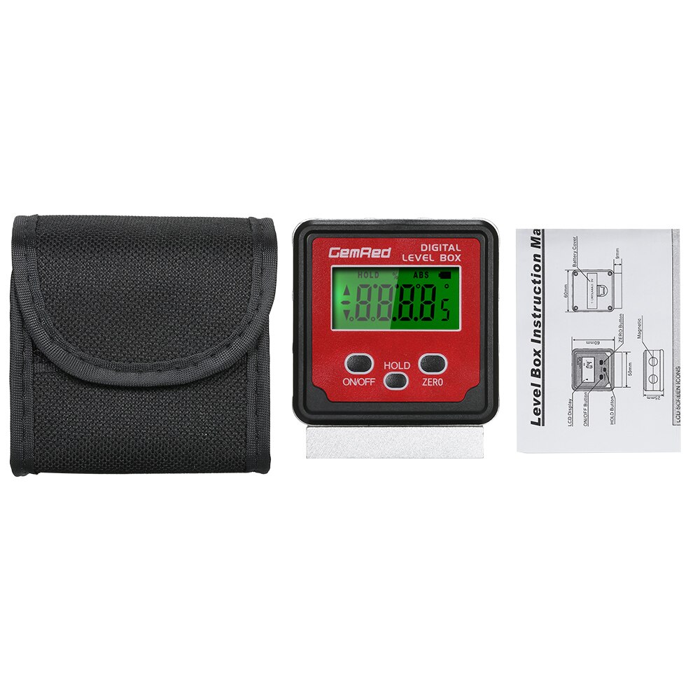 GemRed Level Box Angle Gauge Measuring Tool Digital Angle Finder Inclinometer Level Gauge Magnetic Base