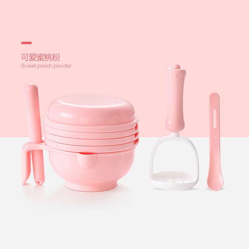 Baby Voedingssupplement Slijpen Kom Handleiding Voedselmolen Fruit Puree Schaar Koken Baby Voedingssupplement Machine Tool Set: Pink
