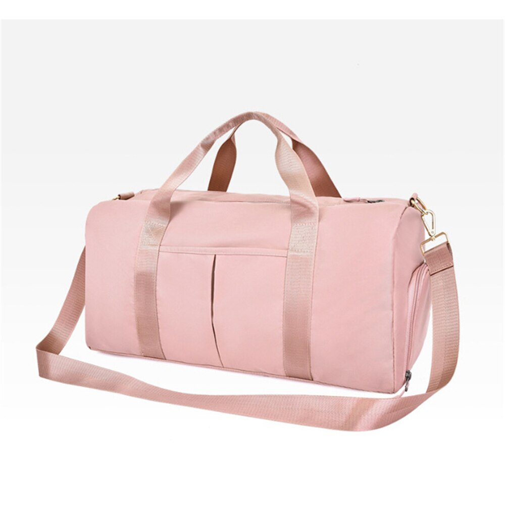 Pure Effen Kleur Womens Grote Capaciteit Reizen Crossbody Duffel Tote Sporttas Waterdicht Heren Overnachting Weekend Handtas: Pink