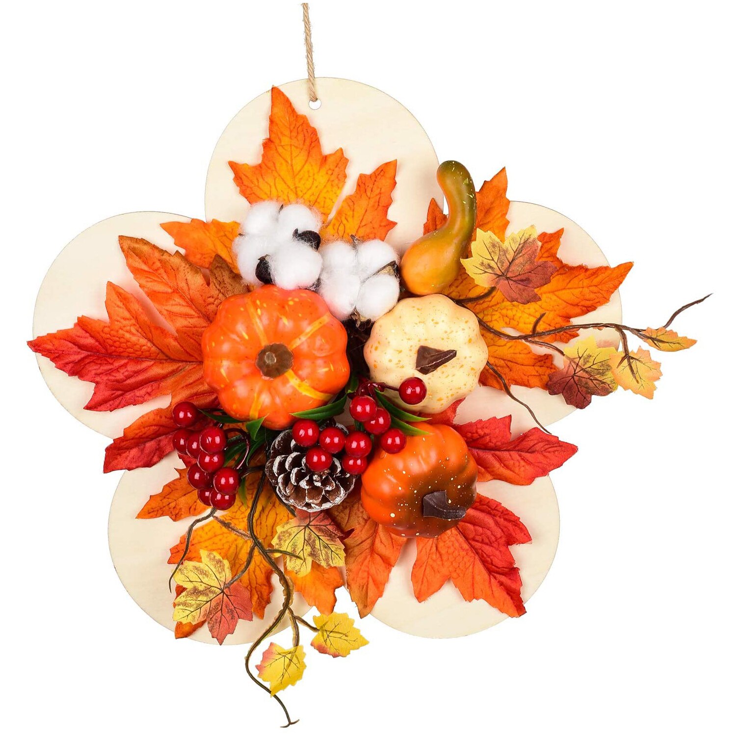 12 Inch Herfst Krans Met Pompoen/Berry/Maple Leaf Oogst Krans Voor Thuis Thanksgiving Muur Front Deur Opknoping decoratie