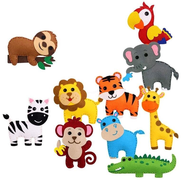 Costura DIY fieltro animales de peluche de juguete bosque animales Kit para manualidades criaturas del bosque para niños principiantes educativos de conjunto chica juguete de arte