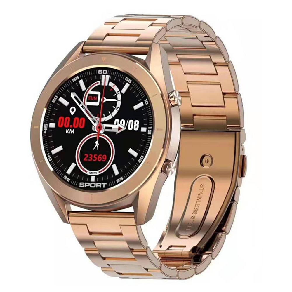 DT99 montre intelligente IP68 étanche ronde écran HD ECG détection cadrans interchangeables Smartwatch Fitness Tracker hommes: Gold Alloy