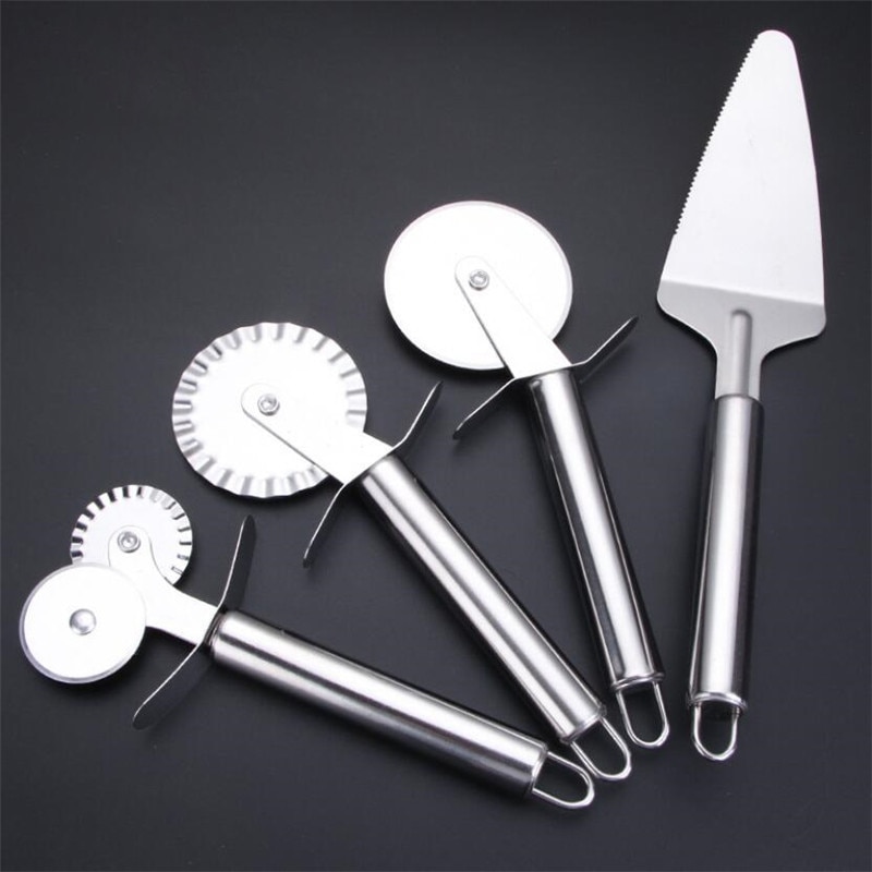 Grote Maat Rvs Pizza Cutter Dubbele Roller Mes Cutter Gebak Pasta Deeg Crimper Wiel Keuken Pizza Gereedschap