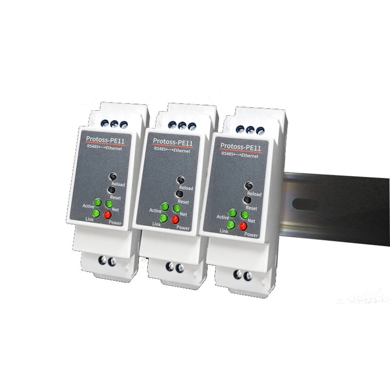 DIN-Rail Serial Port RS485 To Ethernet Converter Device Server Protoss-PE11 AC110V~220V or DC Support Modbus TCP to RTU