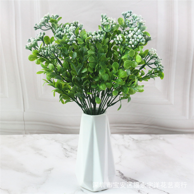 Branche de fruit artificielle plante murale, simulation de fruits milan herbe verte décoration de paysage 7 branches petit fruit sauvage