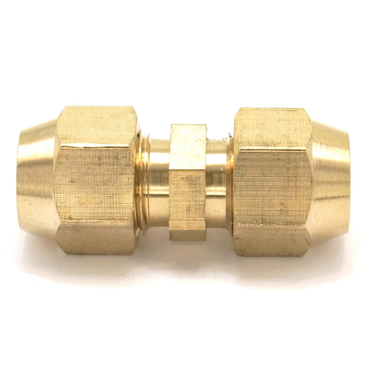 Flare Tube OD 8mm x Flare Tube OD 8mm Brass Flare Male Connector Tube Pneumatic Fitting with Short Flare Nut