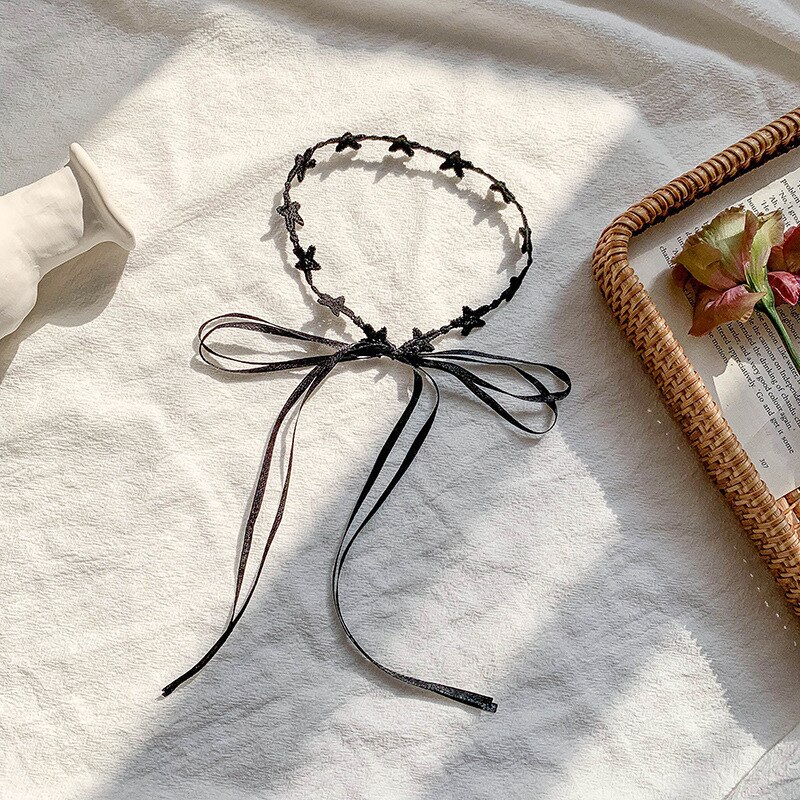 Koreanische Quaste Spitze Stoff fünfzackigen Stern Halsband Halskette für Frauen Einfache Halskette Prinzessin Schlüsselbein Kette