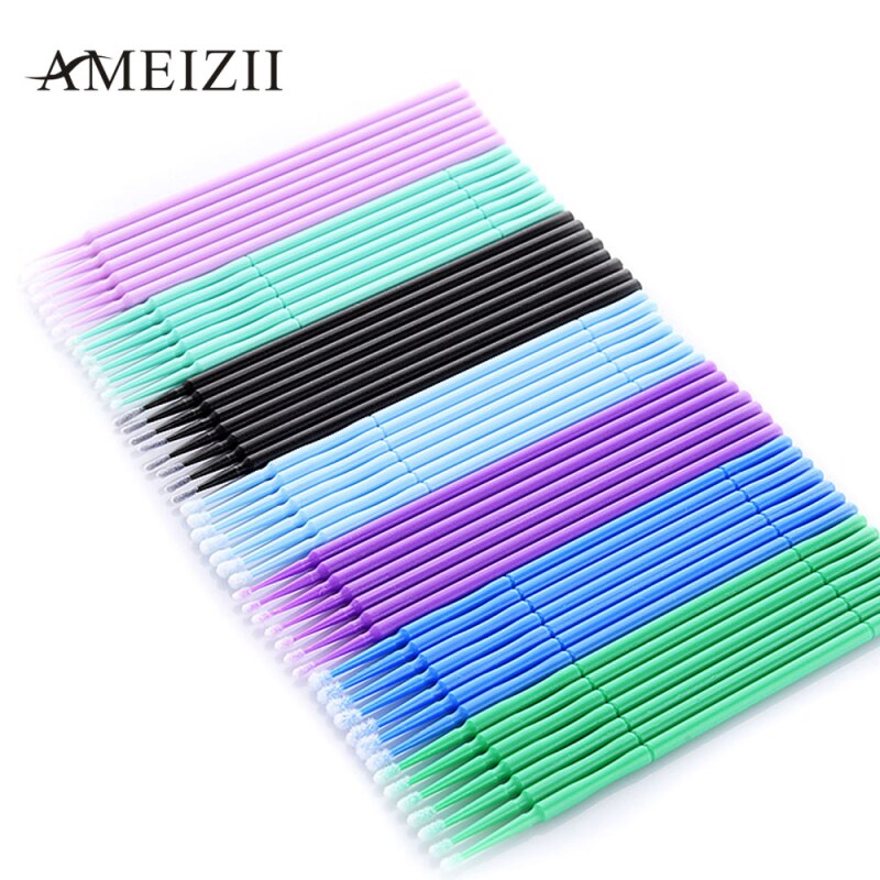 100 Pcs Wegwerp Wattenstaafje Dental Mircro Brush Mascara Wands Wimpers Cosmetische Wattenstaafjes Applicator Borstels