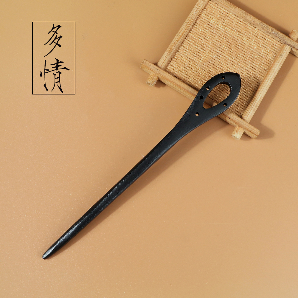 Bâton de cheveux chinois en bois, 16 styles, Hanfu traditionnel, fête, épingle à cheveux en bois sculpté à la main, couvre-chef pour femmes, accessoires de baguettes: Black