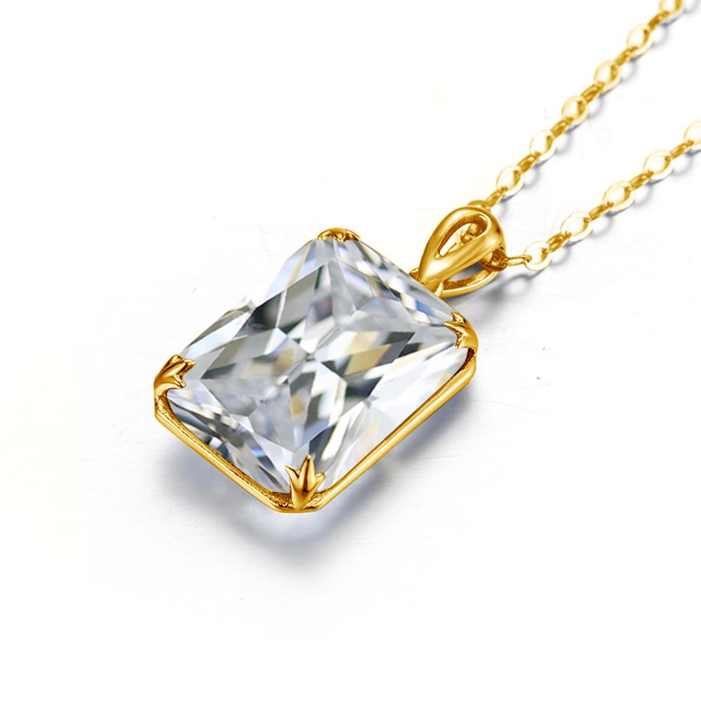 Szjinao Silver Pendant For Women 14K Gold Color Genuine 925 Sterling Silver Rectangle Gemstones Trendy Jewelry Handmade