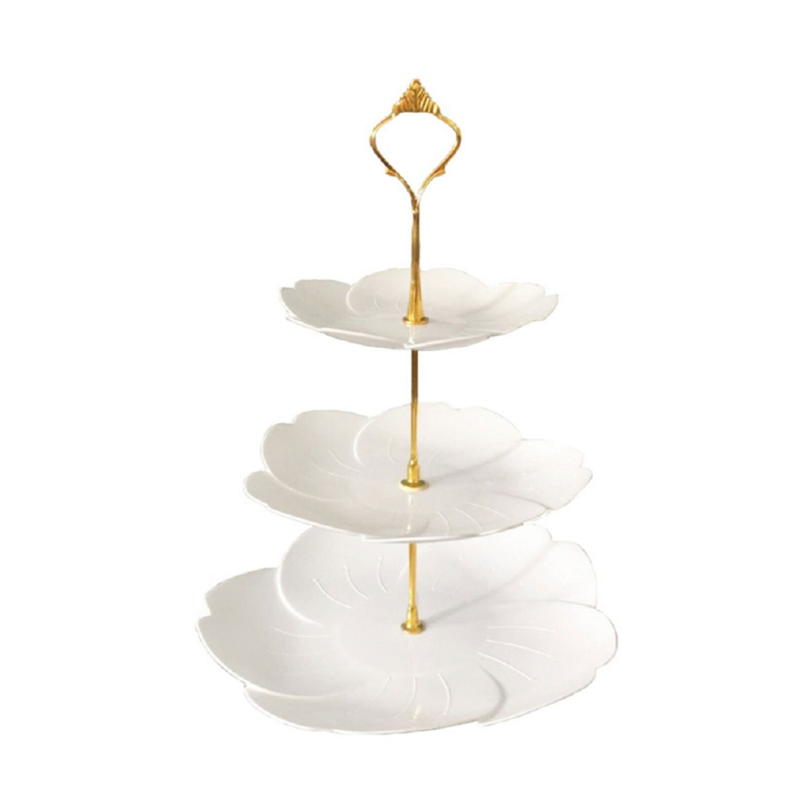 Three Layers Cake Stand Fashionable Living Room Dessert Fruit Birthday Party Wedding Snack Cupcake Plate: Blossom Gold Rod