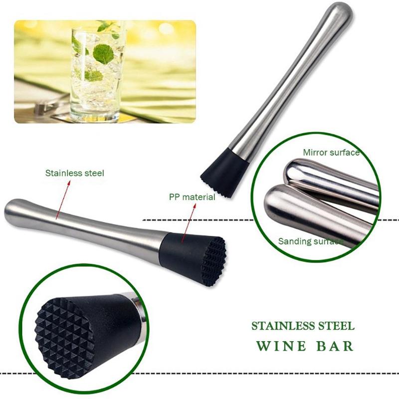 Stainless Steel Wine Mixing Stick Cocktail Muddler With Crushing Hammer Drink Fruit Muddler Crushed Ice Crusher Barware Tool