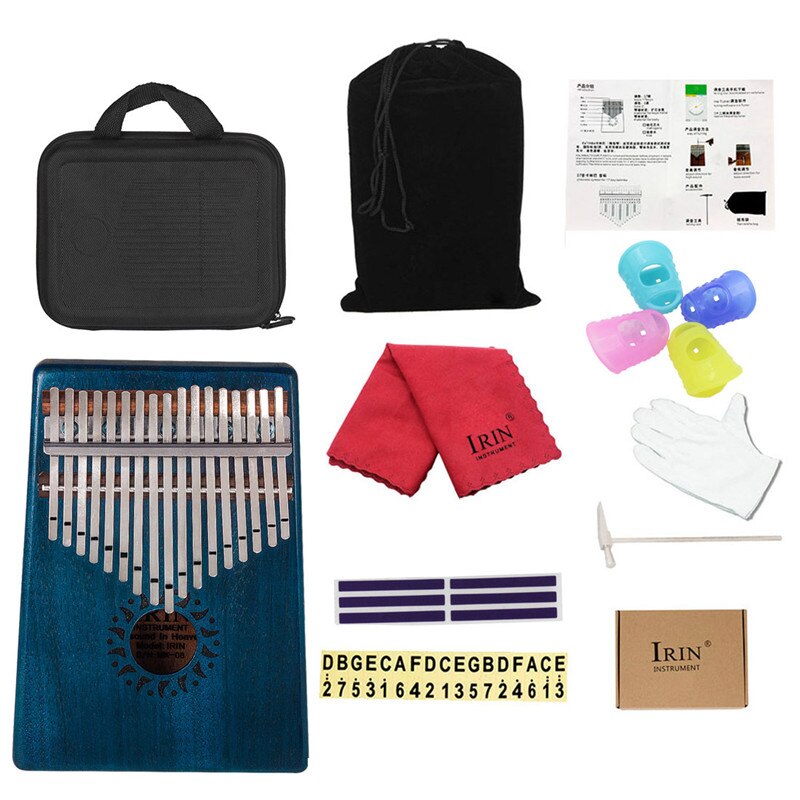 Irin 17- toetsen kalimba duimpiano acaciahout schokbestendige duimpiano met karinba-doos stemapparaat vingerbescherming handleiding voor beginners: B