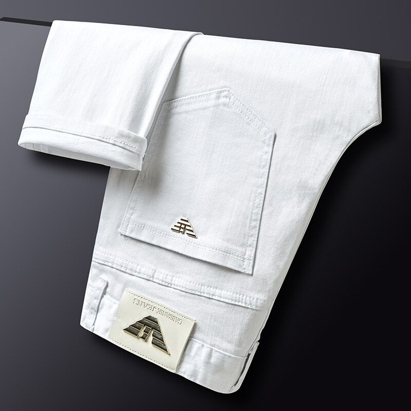 Jeans blancs pour hommes, pantalons en denim de coton, pantalons d'automne pour hommes, pantalons d'affaires, jeans de style classique pour hommes, pantalons en denim: 36