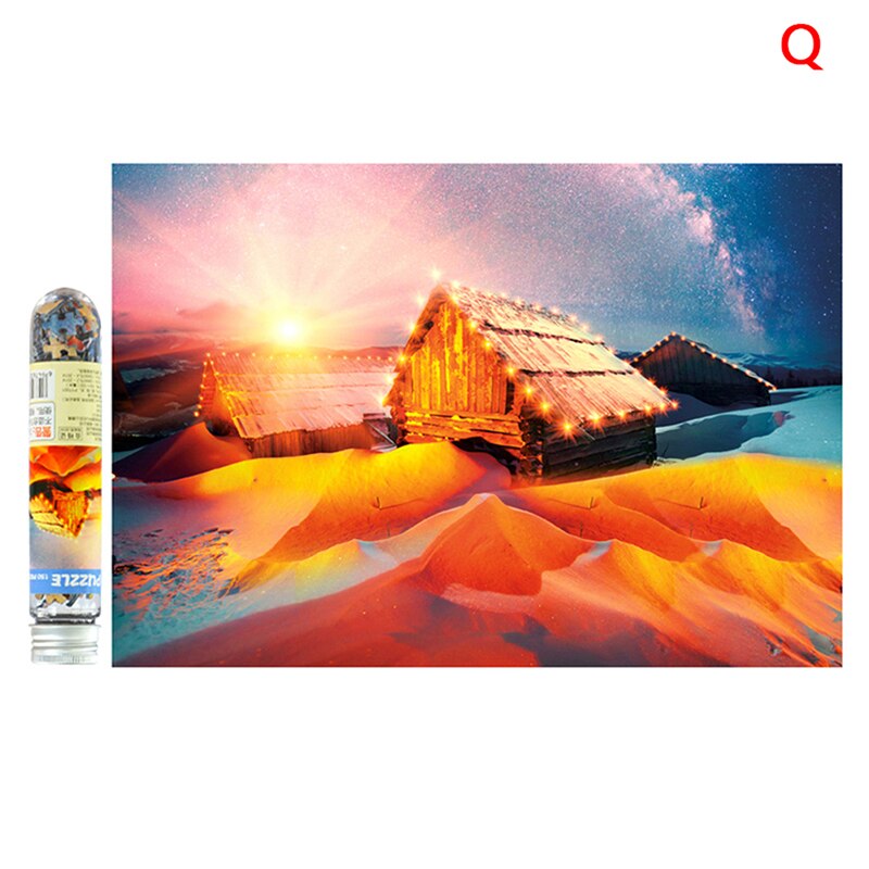 17 Types 150Pcs/Bottle Puzzle Oil Painting/Landscape/Cartoon Jigsaw Mini Test Tube Package Educational Toy For Adults Kids: Q