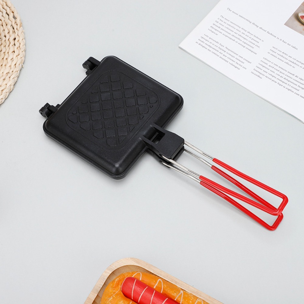 Double-Sided Outdoor Folding Sandwich Grill Pan Heat-resistant Non-Stick Sandwich Maker Detachable Bread Heating Pan Pancake