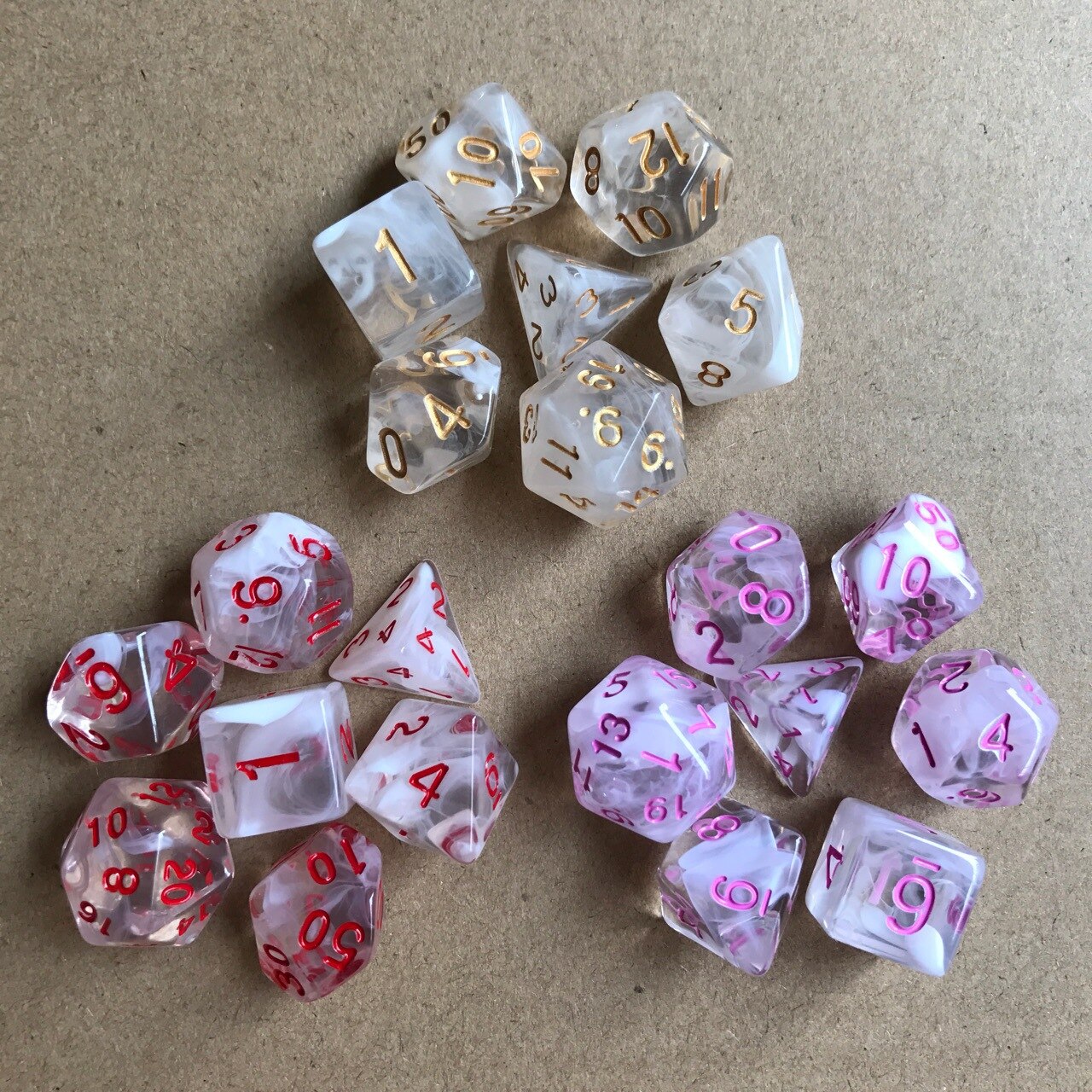 Dados poliédricos de resina transparente para juegos de mesa, dados de entretenimiento, D4, D6, D8, D10, D12, D20, 7 unids/set por juego