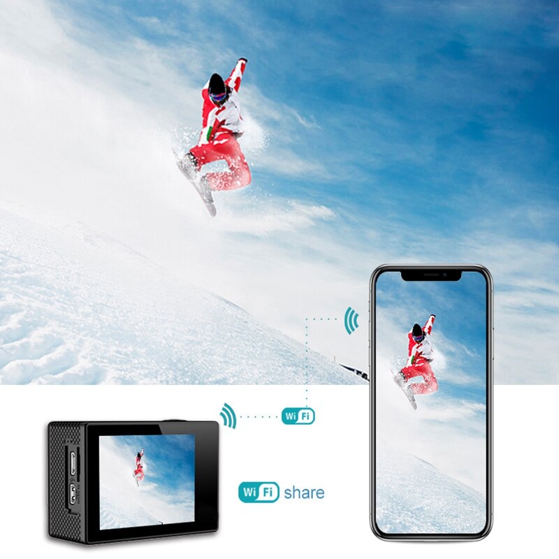 Sportcamera drie-assige slimme camera buitensportcamera 2 inch 4k hd-scherm