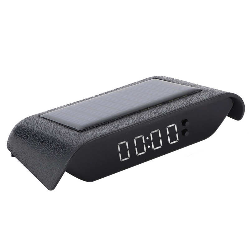 Bil digital klocka bil lastbil soldriven tid datum temperatur lcd display kabeldragning gratis bil solklocka biltillbehör