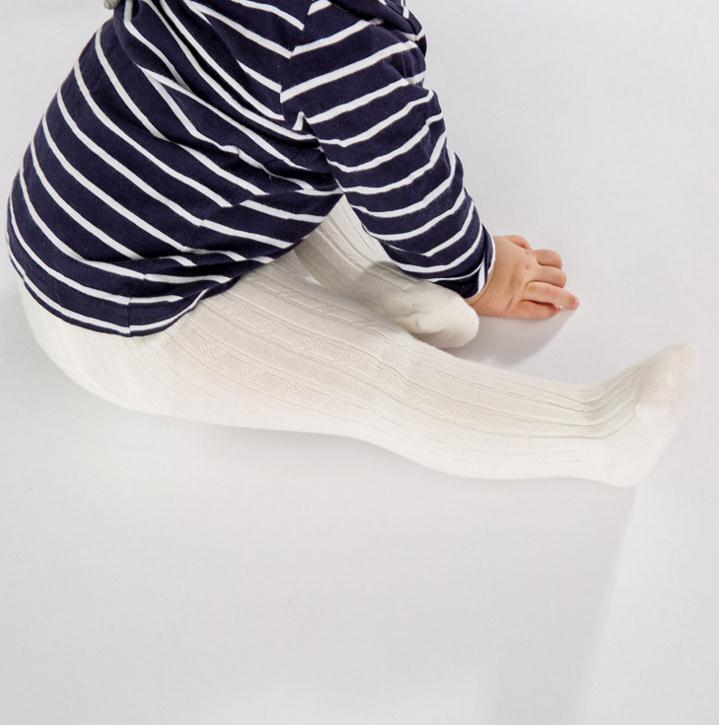 Bebê leggings primavera penteado algodão desossado costura cabeça outono toddlers meia-calça algodão com nervuras collants meninas: WHITE / M 12-24Months