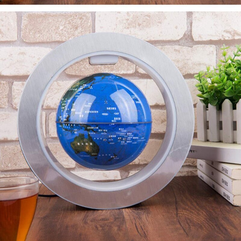 4Inch Magnetische Levitatie Globe Ronde Frame Globe Roterende Magnetische Bal Air World Map Voor Kantoor Set Off