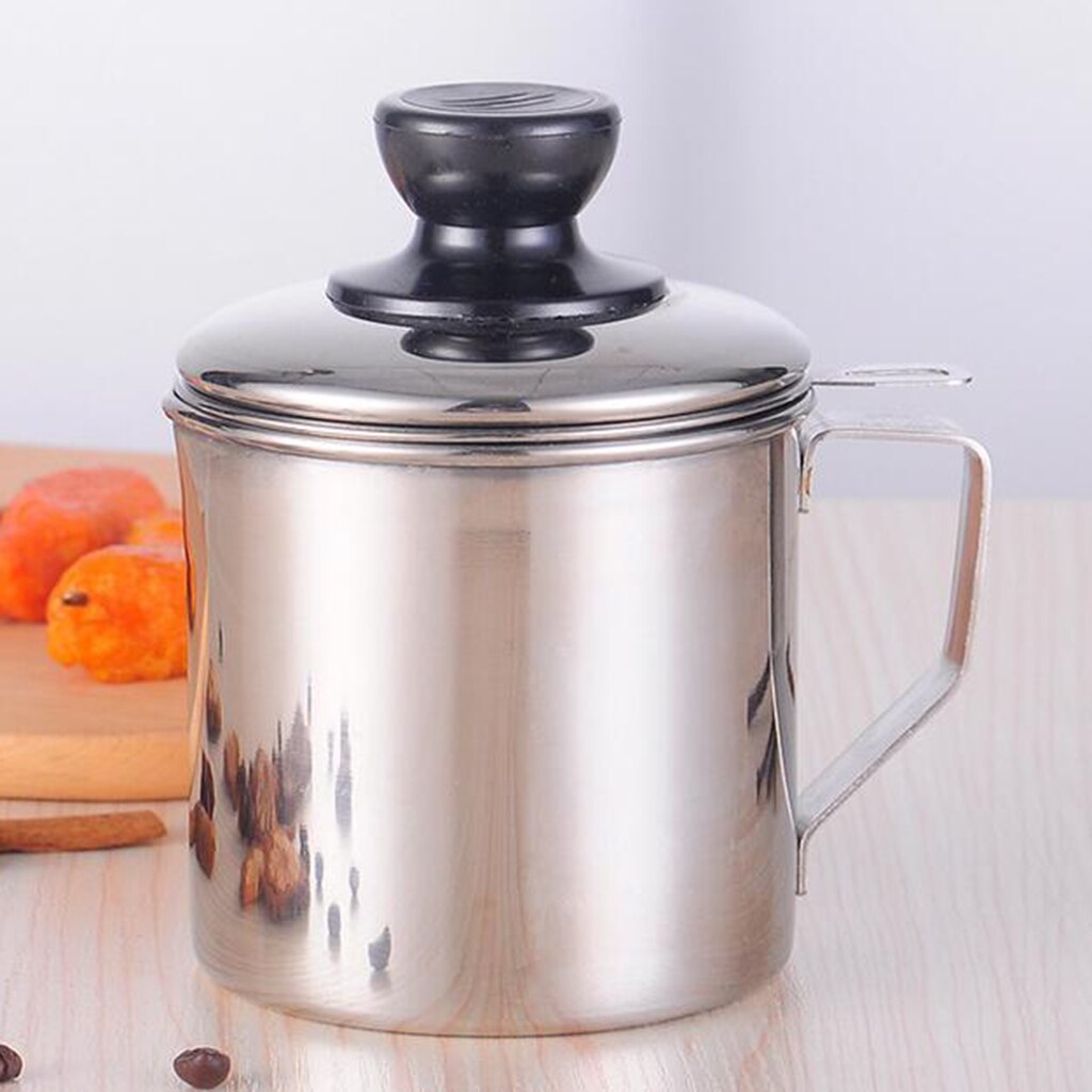 Oil pot Oil strainer pot Stainless steel Cooking oil storage Strainer container All 3 sizes