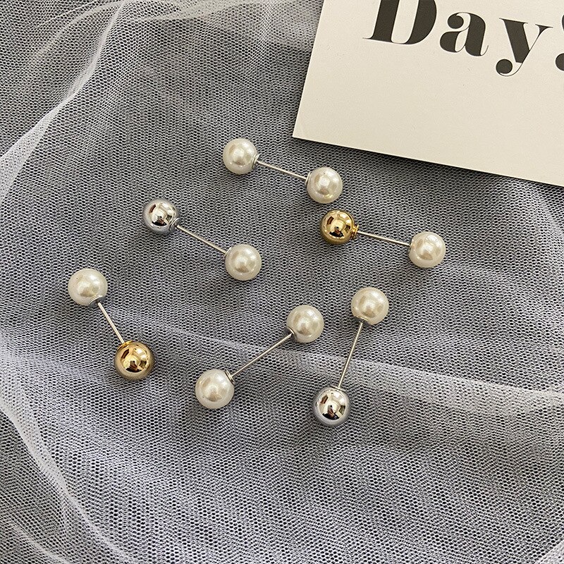 INS Network Red Pearl Brooch Female Anti-Exposure Buckle A- line Pin Fixed Clothes Small Pin Safety Pin Corsage Accessories: 10  Short Six Sets