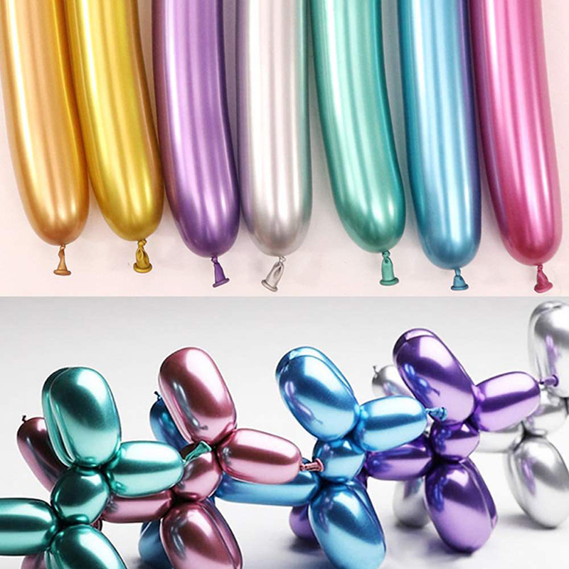 10/20/30 Uds Globos largos látex metálico cromado 260 atado mágico globos giratorios para decoraciones de cumpleaños aniversario de boda