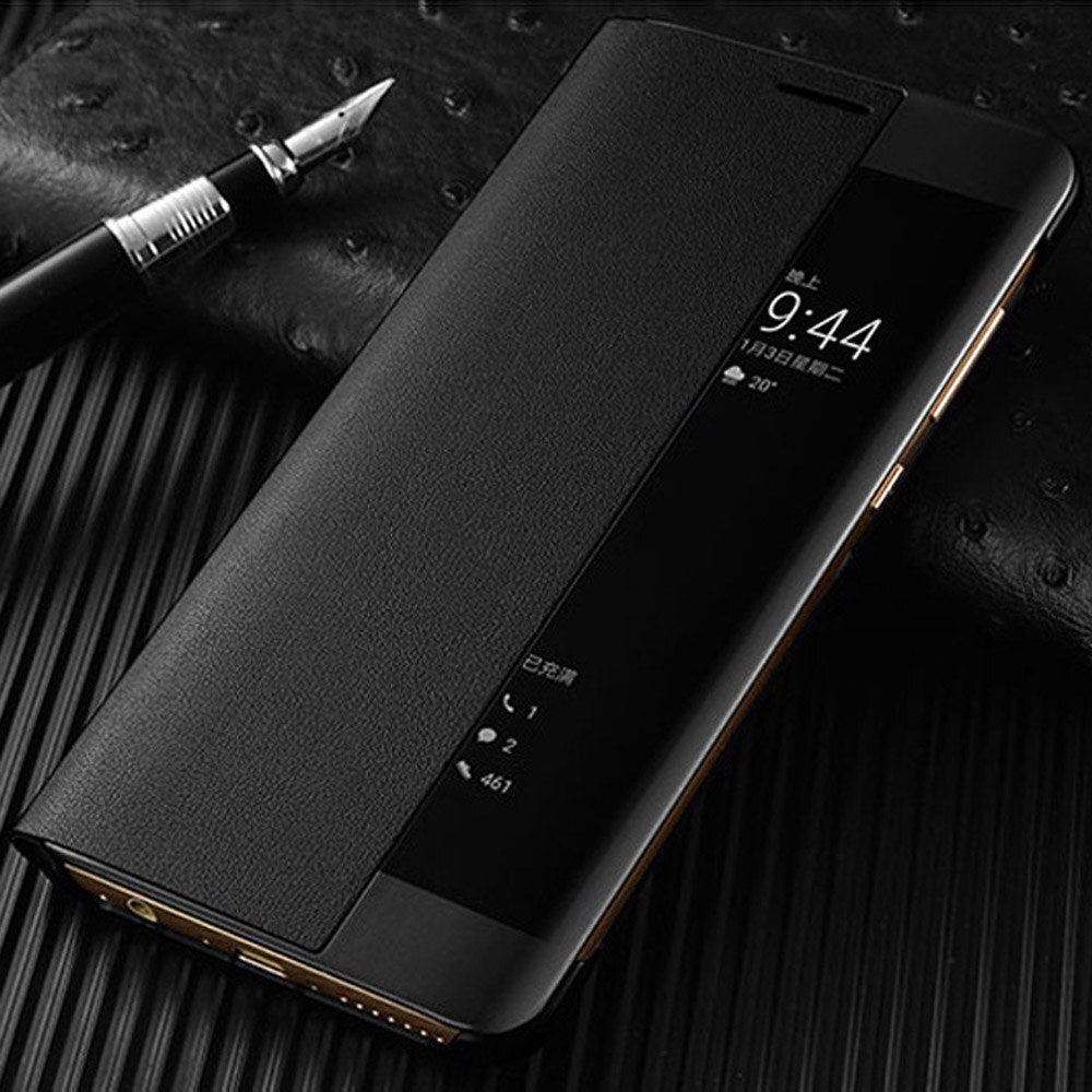 Smart view cover til huawei mate 10 pro mate 10 pro magnetisk stødsikkert cover til huawei mate 10 pro 10 pro flip læder telefoncover: Til kompis 10 / Sort