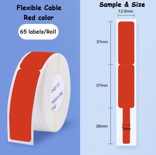 Label Tape for Niimbot D11/D61 - Communication & Network Cable Labels - Compatible Printer Tape: Red