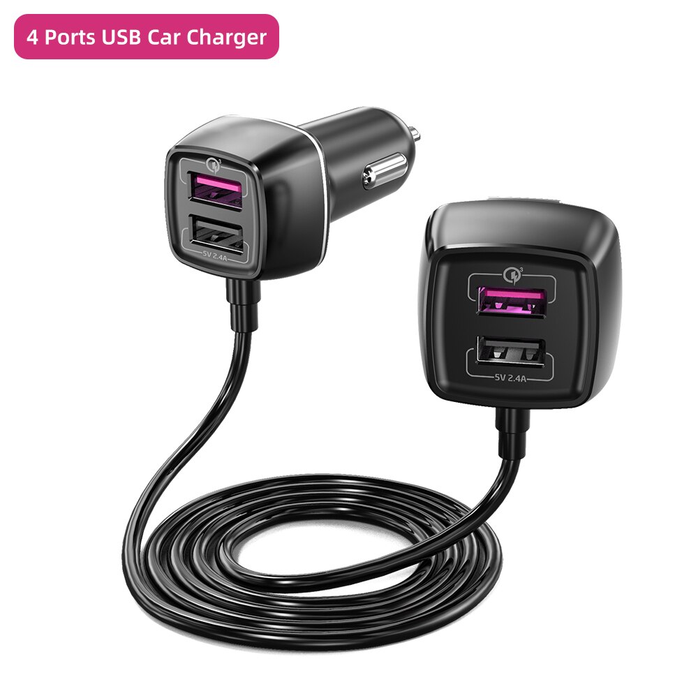 Deelife autolaturi usb pikalataus 3.0 qc 60w 4 portti nopea etu takapenkille takapenkille autojen lataussovitin matkapuhelimelle: Default Title