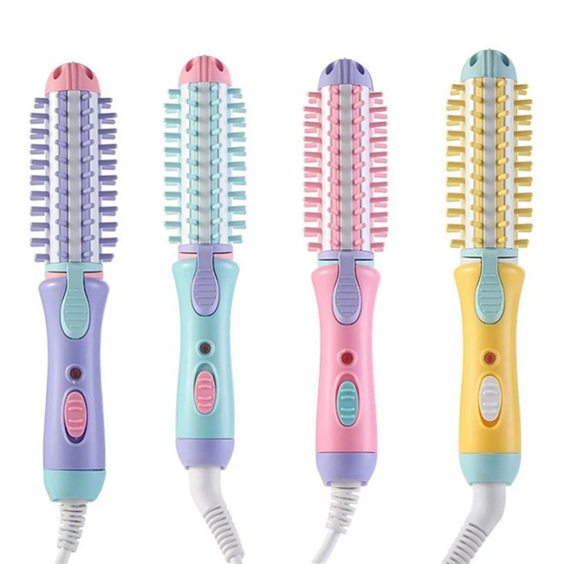 Elektrische Haar Styler Curler Curling Irons Trockner Reise Haarglätter Lockenwickler Heißer Pinsel: Lila