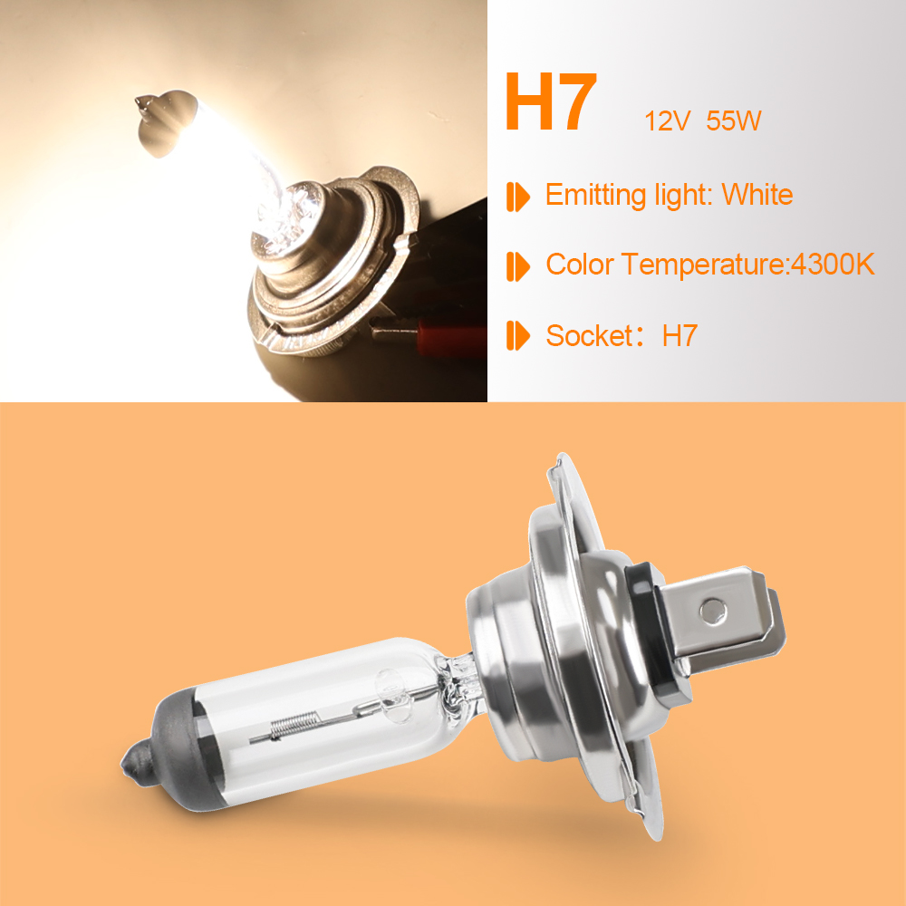 10 Pcs H7 Halogen Headlight Bulb 6000K Warm White Car Light Bulb Headlight 55W 12V Car Headlight Bulbs Halogen Car Light Parts
