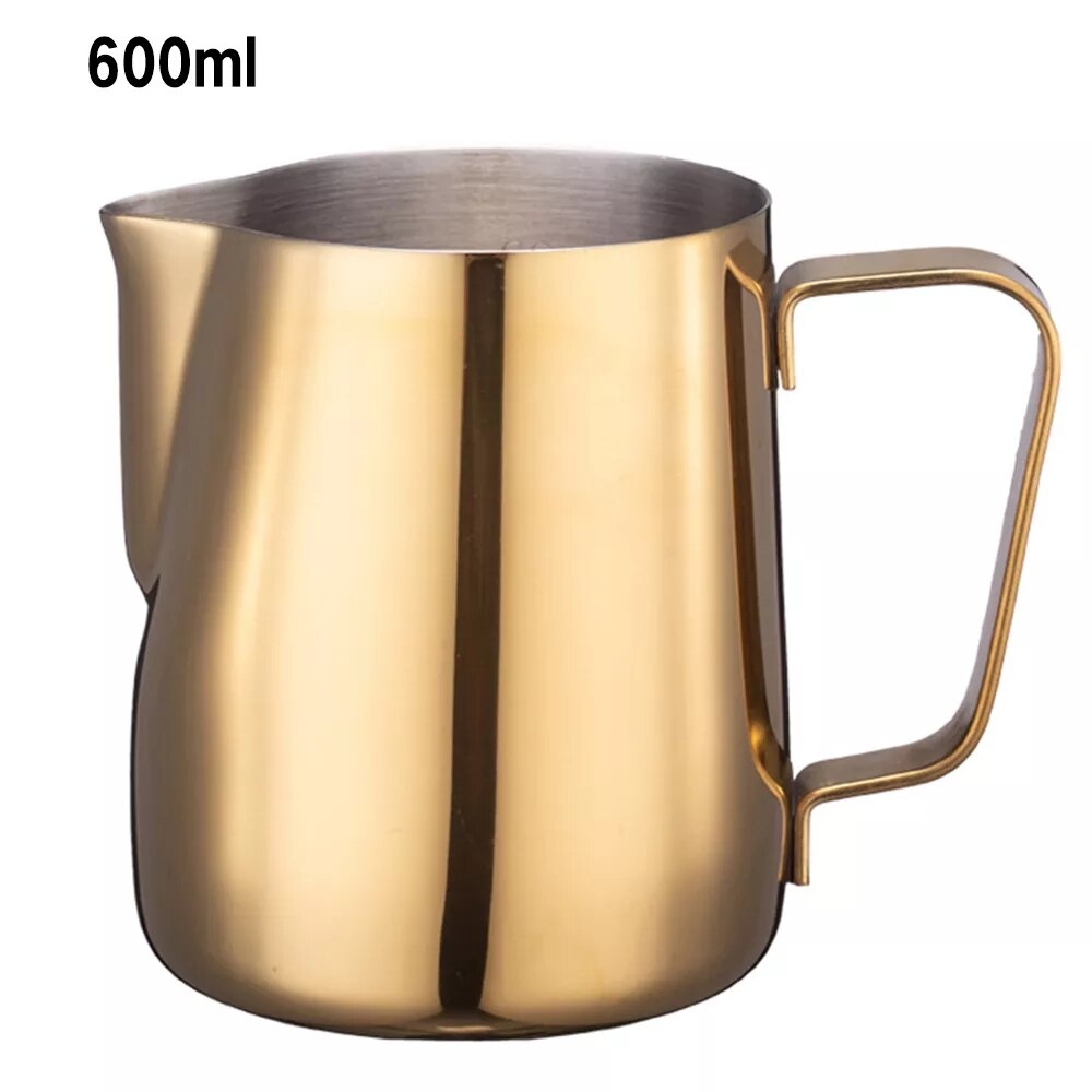 350Ml/600Ml Rvs Koffie Melk Opschuimen Bloem Cup Werper Kruik Met Schaal Voor Thuis Koffie Latte art Melk Drankjes Tool: 600ML