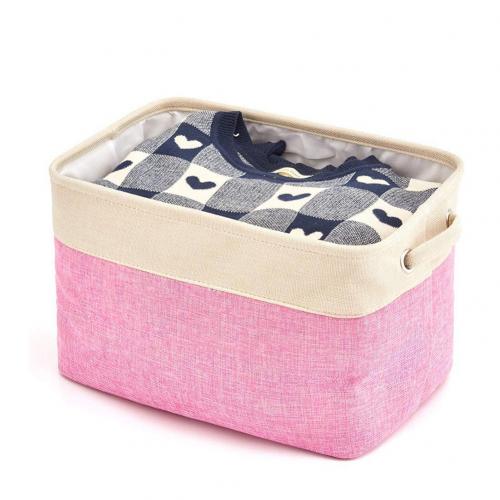 Bloc de couleur boîte de rangement pliable pour vêtements, jouets, panier, organisateur d'articles divers, organisateur de livre cosmétique, conteneur de papeterie: Beige pink