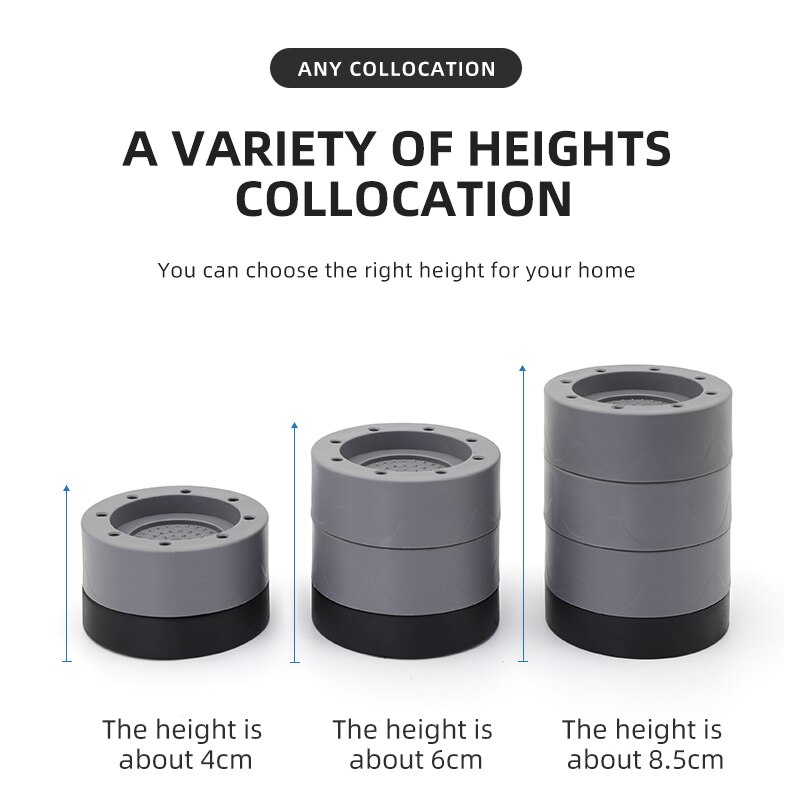 BETOCI 4PCS Washing Machine Floor Mats,Shock And Noise Reduction,Furniture Heightening Mat,Kitchen And Bathroom Non-Slip Mats