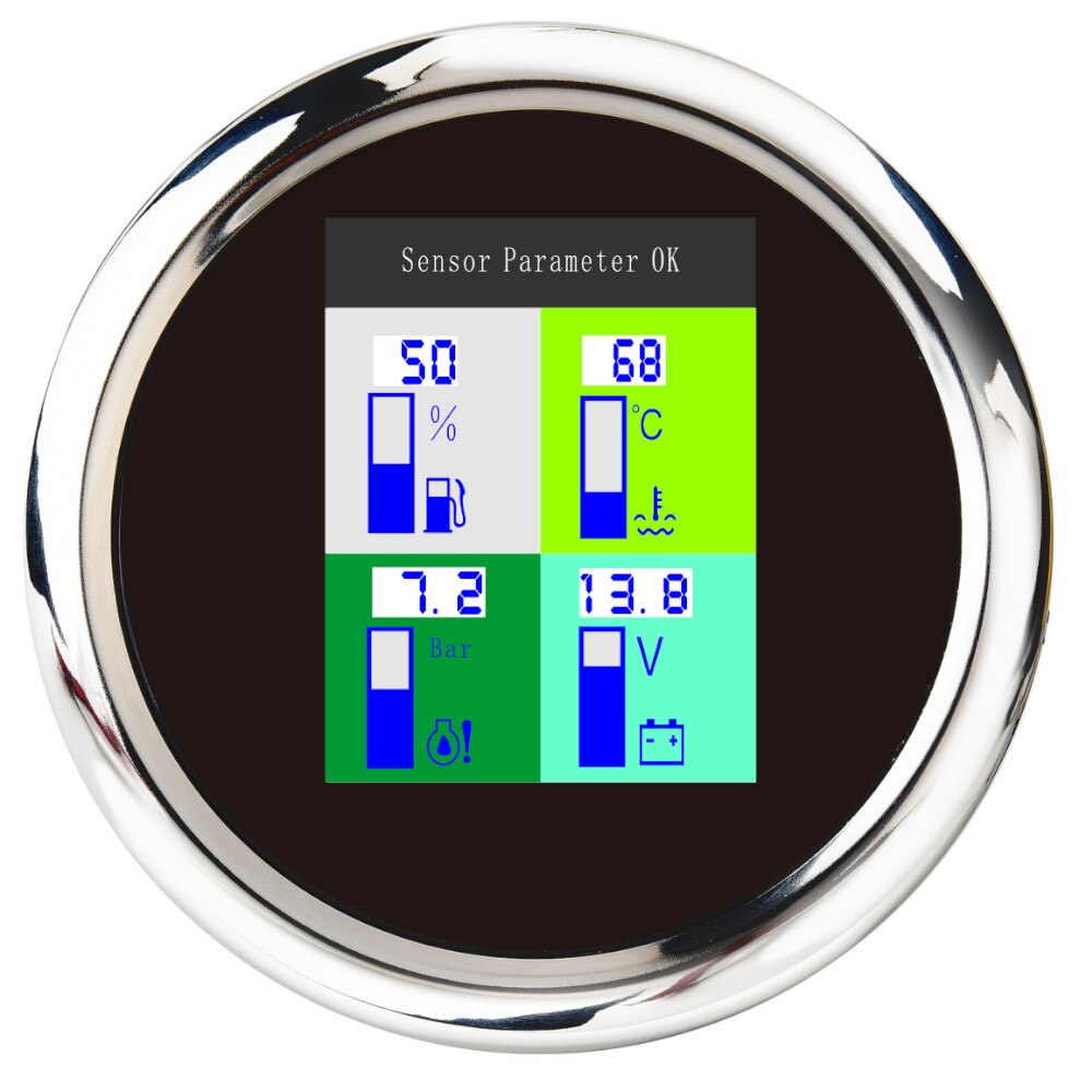 4 in 1 auto vene monitoimimittarit vene auton polttoainemittari veden lämpötila öljynpaine 0 ~ 10 bar volttimittari volttimittari: Musta hopea